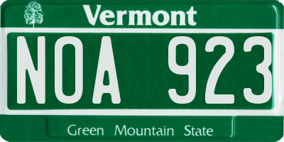 VT license plate NOA923