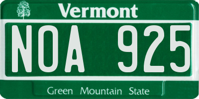 VT license plate NOA925