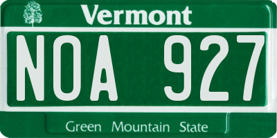 VT license plate NOA927