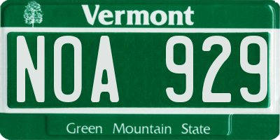 VT license plate NOA929