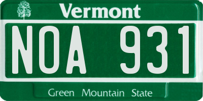 VT license plate NOA931