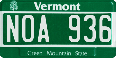 VT license plate NOA936