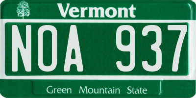VT license plate NOA937