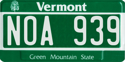 VT license plate NOA939