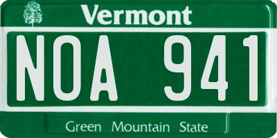 VT license plate NOA941