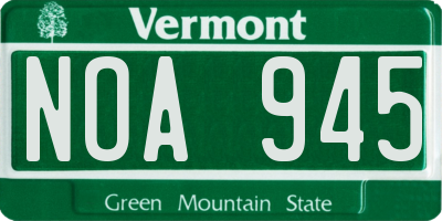 VT license plate NOA945