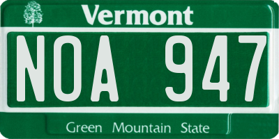 VT license plate NOA947