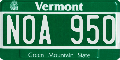 VT license plate NOA950
