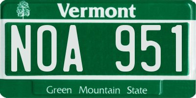 VT license plate NOA951