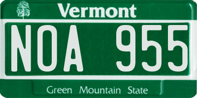 VT license plate NOA955