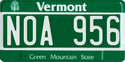 VT license plate NOA956