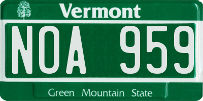 VT license plate NOA959