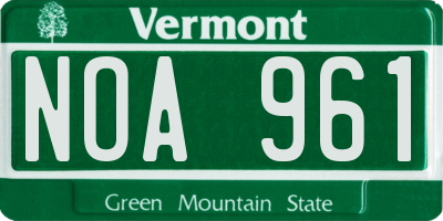VT license plate NOA961