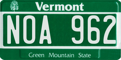 VT license plate NOA962