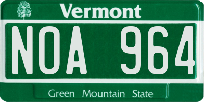 VT license plate NOA964