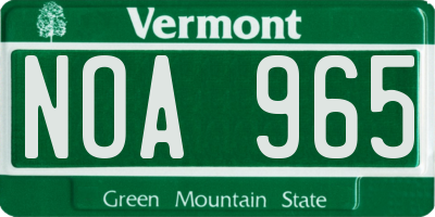 VT license plate NOA965