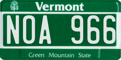 VT license plate NOA966