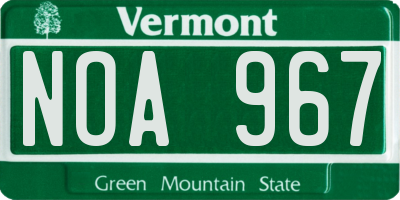 VT license plate NOA967