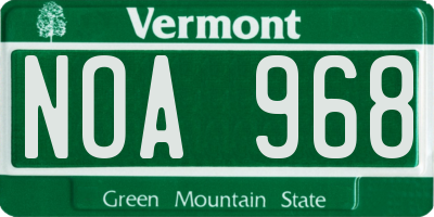 VT license plate NOA968