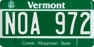 VT license plate NOA972