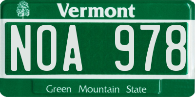 VT license plate NOA978