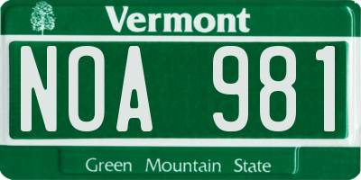 VT license plate NOA981
