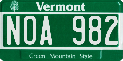 VT license plate NOA982