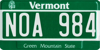 VT license plate NOA984