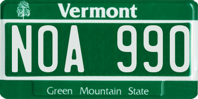 VT license plate NOA990