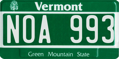 VT license plate NOA993