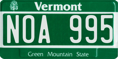 VT license plate NOA995