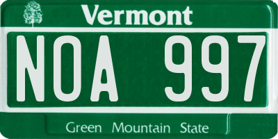 VT license plate NOA997