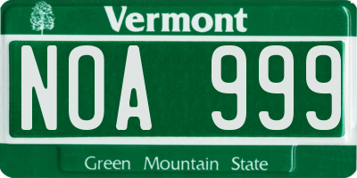 VT license plate NOA999