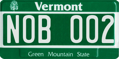 VT license plate NOB002