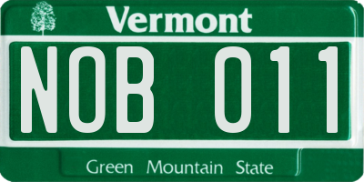 VT license plate NOB011