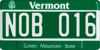 VT license plate NOB016