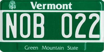 VT license plate NOB022