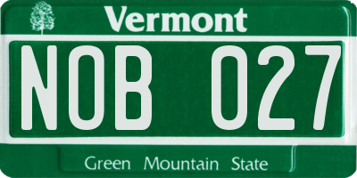 VT license plate NOB027