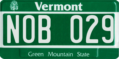 VT license plate NOB029