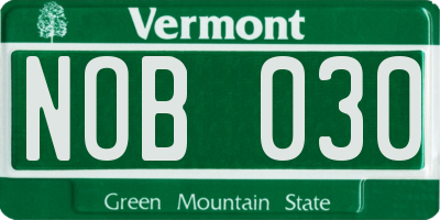 VT license plate NOB030