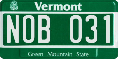 VT license plate NOB031