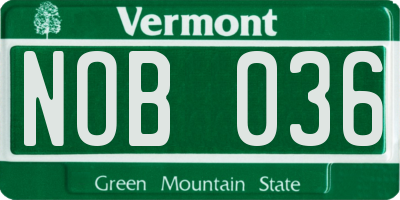 VT license plate NOB036