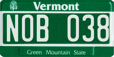 VT license plate NOB038