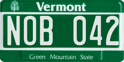 VT license plate NOB042
