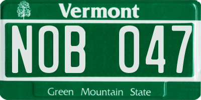VT license plate NOB047