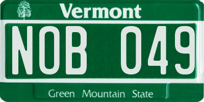 VT license plate NOB049