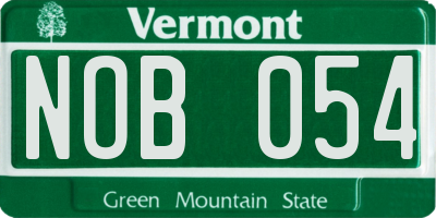 VT license plate NOB054