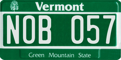 VT license plate NOB057