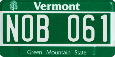 VT license plate NOB061