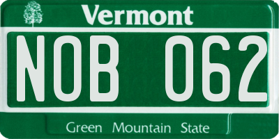 VT license plate NOB062